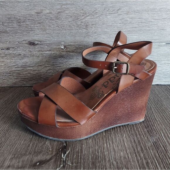Mudd Kylie Wedge Sandals Ankle Strap Buckle - Brown - Size 6.5 - Picture 4 of 9
